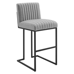 Indulge Channel Tufted Fabric Bar Stool - Light Gray 