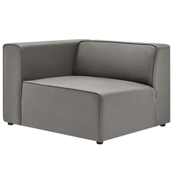 Mingle Vegan Leather Left-Arm Chair - Gray 