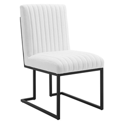 Indulge Channel Tufted Fabric Dining Chair - White 