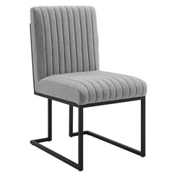 Indulge Channel Tufted Fabric Dining Chair - Light Gray 