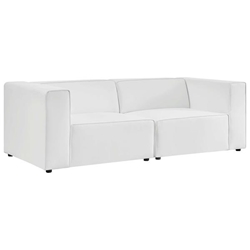 Mingle Vegan Leather 2-Piece Sectional Sofa Loveseat - White 
