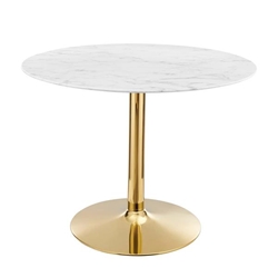 Verne 40" Artificial Marble Dining Table - Gold White 