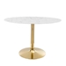 Verne 48" Oval Artificial Marble Dining Table - Gold White - MOD13307