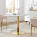 Verne 48" Oval Artificial Marble Dining Table - Gold White - MOD13307