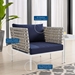 Harmony 3-Piece  Sunbrella® Basket Weave Outdoor Patio Aluminum Seating Set - Tan Navy - MOD13317