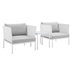 Harmony 3-Piece  Sunbrella® Outdoor Patio Aluminum Seating Set - White Gray