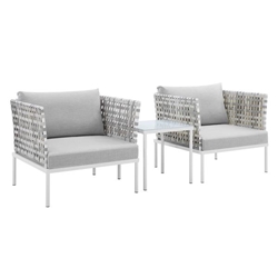 Harmony 3-Piece  Sunbrella® Basket Weave Outdoor Patio Aluminum Seating Set - Taupe Gray 