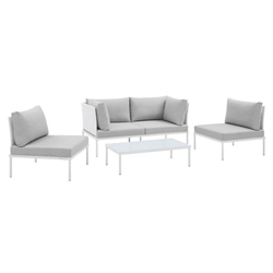 Harmony 4-Piece  Sunbrella® Outdoor Patio Aluminum Seating Set - White Gray 