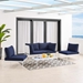 Harmony 4-Piece  Sunbrella® Outdoor Patio Aluminum Seating Set - White Navy - MOD13327