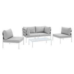 Harmony 4-Piece  Sunbrella® Outdoor Patio Aluminum Seating Set - Gray Gray 