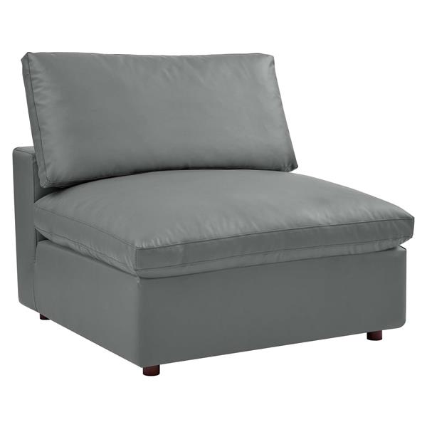 Commix Down Filled Overstuffed Vegan Leather Armless Chair - Gray 