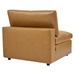 Commix Down Filled Overstuffed Vegan Leather Armless Chair - Tan - MOD13338