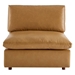 Commix Down Filled Overstuffed Vegan Leather Armless Chair - Tan - MOD13338
