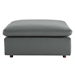 Commix Down Filled Overstuffed Vegan Leather Ottoman - Gray - MOD13340