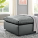Commix Down Filled Overstuffed Vegan Leather Ottoman - Gray - MOD13340