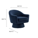 Astral Performance Velvet Fabric and Wood Swivel Chair - Midnight Blue - MOD13448