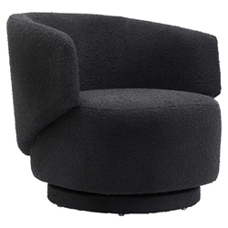 Celestia Boucle Fabric Swivel Chair - Black 