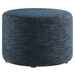 Callum Large 23" Round Woven Heathered Fabric Upholstered Ottoman - Heathered Weave Azure - MOD9161