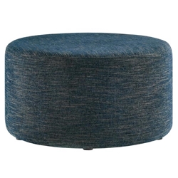 Callum Large 29" Round Woven Heathered Fabric Upholstered Ottoman - Heathered Weave Azure 