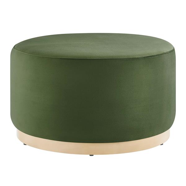Tilden Large 29" Round Performance Velvet Upholstered Ottoman - Moss Green Natural 