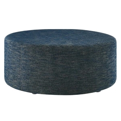 Callum Large 38" Round Woven Heathered Fabric Upholstered Ottoman - Heathered Weave Azure 