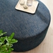 Callum Large 38" Round Woven Heathered Fabric Upholstered Ottoman - Heathered Weave Azure - MOD9177