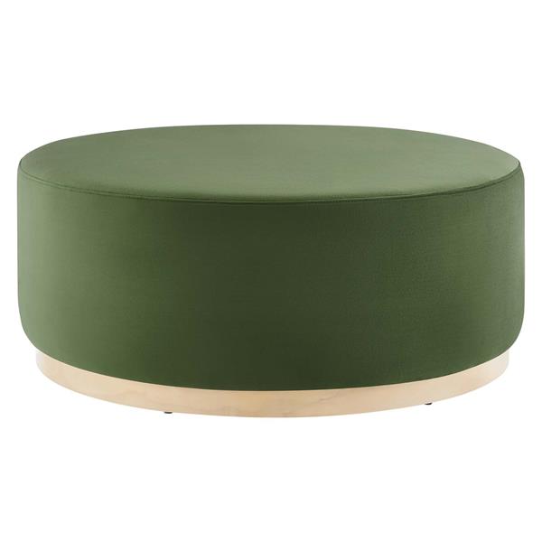 Tilden Large 38" Round Performance Velvet Upholstered Ottoman - Moss Green Natural 