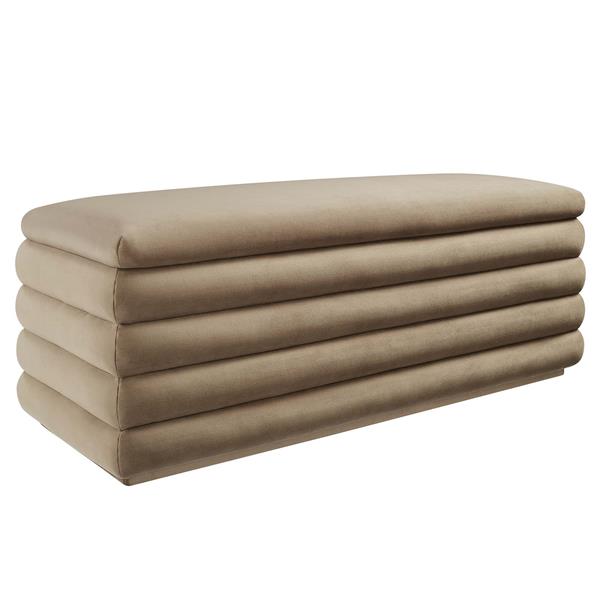 Mezzo Upholstered Performance Velvet Storage Bench - Taupe 