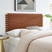 Sparta Weave Full Vegan Leather Headboard - Natural Brown - Style A - MOD9219