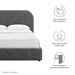 Keynote Upholstered Fabric Curved Full Platform Bed - Heathered Weave Slate - MOD9281