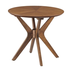 Crossroads 24” Round Wood Side Table - Walnut 