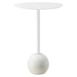 Aliza Round White Marble Side Table - White White 