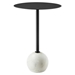 Aliza Round White Marble Side Table - White Black - MOD9522