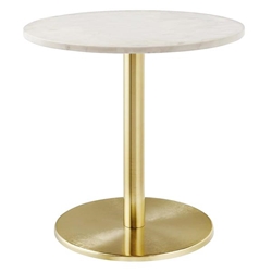 Viva Round White Marble Side Table - Brass White 