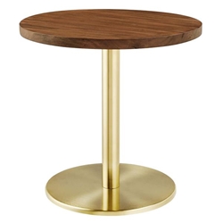 Viva Round Acacia Wood Side Table - Brass Light Oak 