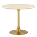 Lippa 36” Round Artificial Travertine  Dining Table - Gold Travertine - MOD9650