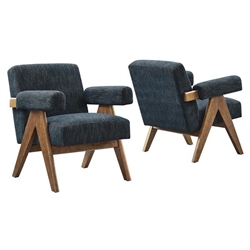 Lyra Fabric Armchair - Set of 2 - Azure Fabric 