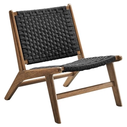Saoirse Woven Rope Wood Accent Lounge Chair - Walnut Black 