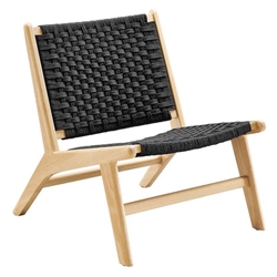 Saoirse Woven Rope Wood Accent Lounge Chair - Natural Black 