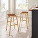 Saoirse Faux Leather Wood Bar Stool - Set of 2 - Natural Brown - MOD9801