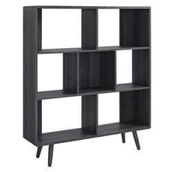 Transmit 7 Shelf Wood Grain Bookcase - Charcoal 