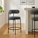 Albie Boucle Fabric Counter Stools - Set of 2 - Charcoal Black - MOD9977