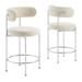 Albie Fabric Counter Stools - Set of 2 - Beige Silver - MOD9980