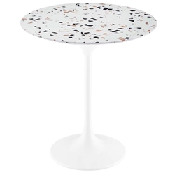Lippa 20" Round Terrazzo Side Table - White Terrazzo 
