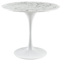 Lippa 36" Round Artificial Marble Dining Table - White 