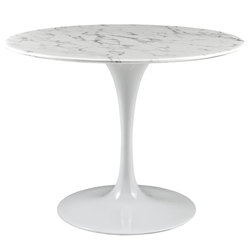 Lippa 40" Round Artificial Marble Dining Table - White 
