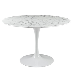 Lippa 47" Round Artificial Marble Dining Table - White 
