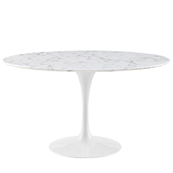 Lippa 54" Round Artificial Marble Dining Table - White 