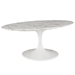 Lippa 42" Oval-Shaped Artificial Marble Coffee Table - White - MOD1177