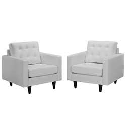 Empress Armchair Leather Set of 2 - White 